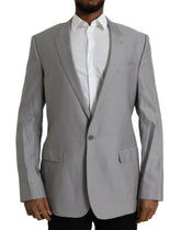 Dolce & Gabbana Gray Wool Peak Single Breasted Coat Blazer -   -  Dolce & Gabbana.